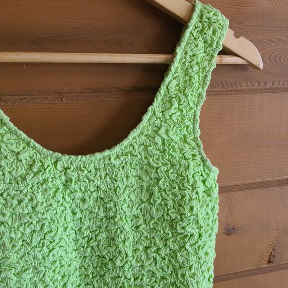 Anthropologie Mable Elenore Green Smocked Romper Small Tank Flowy Short Lime - Picture 4 of 6